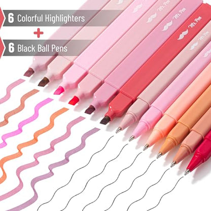 Mr. Pen- Aesthetic Highlighters and Ballpoint Pens No Bleed, 12 Pack | Shades of Pink, Bible Highlighters and Pens No Bleed, Fast Dry and No Smear for Bible Journaling, Planner, School Supplies - color: Shades of Pink, size: 12 Pack