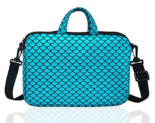 15.6-Inch Laptop Shoulder Carrying Bag Case Sleeve For 14" 15" 15.6 inch Macbook/Notebook/Ultrabook/Chromebook, Mermaid Scale (Blue) - color: Blue
