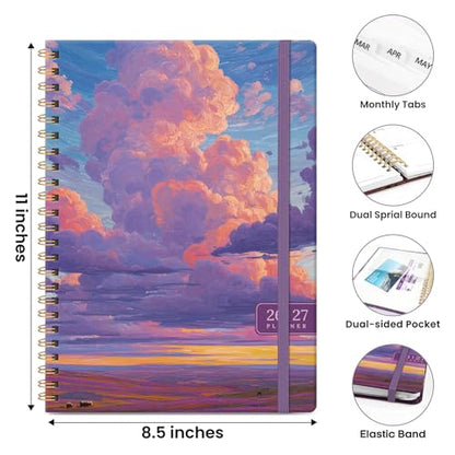 Planner 2026-2027, Academic Planner Weekly and Monthly, Jul 2026 - Jun 2027, Spiral Bound School Planning Tool with Tabs and Pocket, Perfect for Students & Teacher, 6.3" x 8.5", Sky Reverie - color: Z-Sky Reverie, size: 6.3"x8.5" (A5)