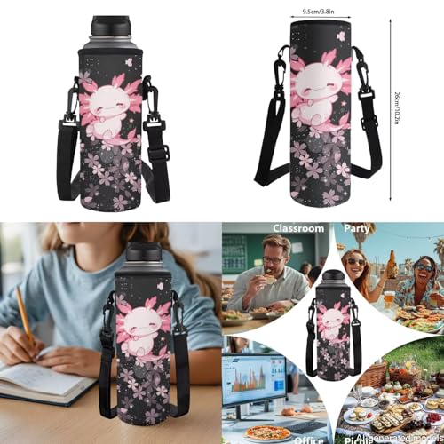 17 Inch Kid's 4PCS Backpack Set, Back to School Essentials | Insulated lunch box, water bottle pouch, pencil case, lightweight, padded shoulder straps, for elementary, middle school - color: Cute Axolotl
