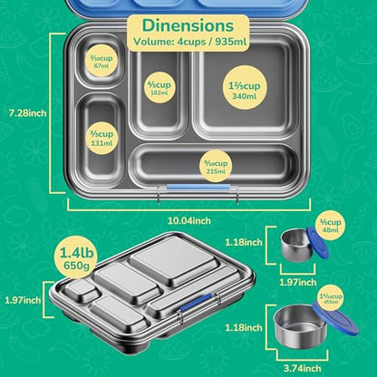 AOHEA Stainless Steel Bento Box Kids, Kids Metal Bento Lunch Box BPA Free Lunch Box Containers 304 Stainless Steel Bento Box for School and Office(Pink) - color: Pink-05