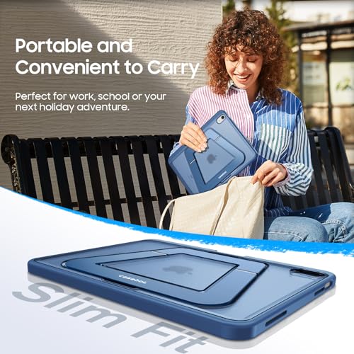 Fintie Shockproof Case for iPad (A16) 11th Generation 11 Inch (2025), iPad 10th Generation 10.9 Inch (2022) - [Built-in Pencil Holder] Slim Frosted Hard Cover with Multi-Angle Kickstand, Navy Blue - color: Navy Blue