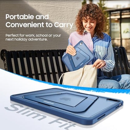 Fintie Shockproof Case for iPad (A16) 11th Generation 11 Inch (2025), iPad 10th Generation 10.9 Inch (2022) - [Built-in Pencil Holder] Slim Frosted Hard Cover with Multi-Angle Kickstand, Navy Blue - color: Navy Blue