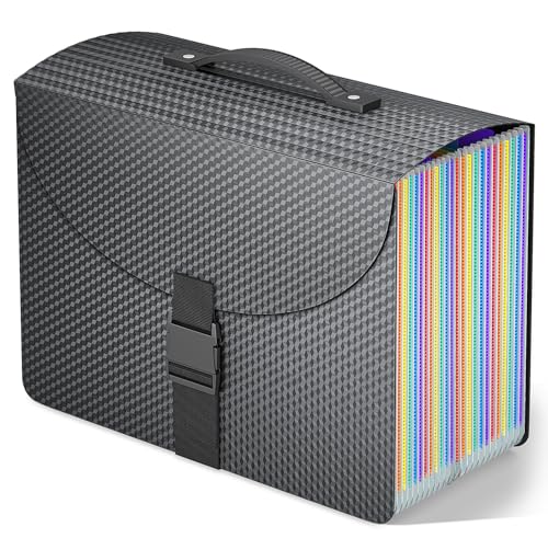 TOPCJ 25 Pockets Expanding File Folder with Handle,Expandable File Organizer,Portable Accordion File Organizer A4 Letter Size,Adjustable Strap,Perfect Filing Folders for Documents,Colored Tabs - color: Diamond, size: 25-Pockets