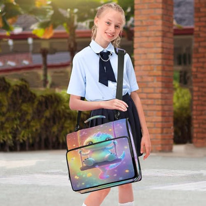 3 Ring Zipper Binder Cartoon Dinosaur Binders Bag with Shoulder Strap 500 Sheets Paper Organizer Trapper Keeper Documents Storage File Folder for School Office - color: A1121