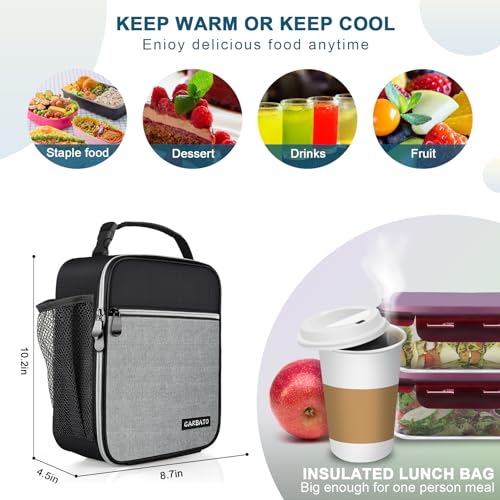 Lunch Bag, Durable Insulated Lunch Box Reusable Adults Tote Bag Lunch Box Durable Reusable for Adults (Black-Light Gray) - color: Black-Light Gray