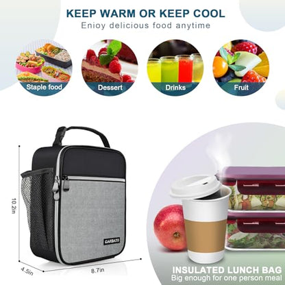 Lunch Bag, Durable Insulated Lunch Box Reusable Adults Tote Bag Lunch Box Durable Reusable for Adults (Black-Light Gray) - color: Black-Light Gray
