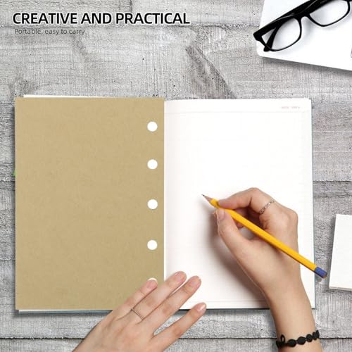 SHERCHPRY A7 Planner Refill Paper 5-hole Loose Leaf Notebook Inserts 74x105mm 300 Sheets Coffee Vintage Blank Notepad Refill for Ring Binder Organizers