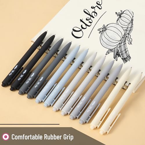 Mr. Pen- Retractable Gel Pens, 12 Pack, Black Ink | Monochrome Elegance Barrel, Fine Point 0.5mm, Fast Dry, Smooth Writing, Cute Pens for Drawing - color: Monochrome Elegance Barrel, Black Ink, size: 12 Pack