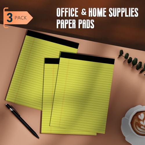 Yellow Legal Pads 8.5 x 11 Note Pads, 3 Pack Yellow Notepads 8.5 x 11 Wide Ruled Writing Paper Pads, Perforated Legal Note Pads 30 Sheets Per Lined Paper Notepad for Taking Notes, Reminders - color: Yellow