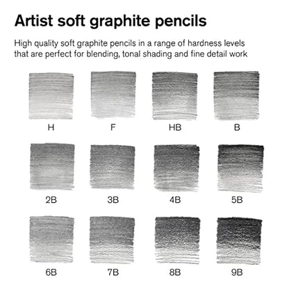 Winsor & Newton Studio Collection 아티스트 연필, 흑연 연필, 12개 세트 - style: 흑연 연필 12개