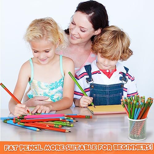 Fainne 48 Pcs Fat Pencils Jumbo Big Thick Large Pencils and 3 Pieces Sharpeners for Kids Beginners Preschoolers Kindergarten School Office Supplies(Multicolor,Triangle) - color: Multicolor, style: Triangle