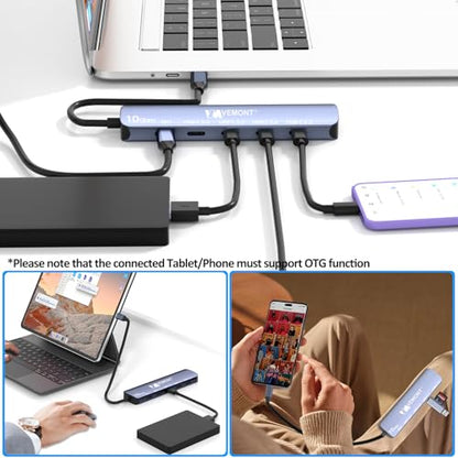 VEMONT 10Gbps USB C Hub - 4 USB-C Data Ports and 100W PD Charging for MacBook, iPhone, iPad, XPS, Surface Pro and More - style: 5 in1 10Gbps