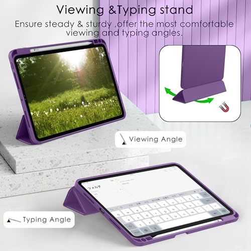 ZryXal iPad Pro 11 Inch Case (M5) 2025/ (M4) 2024 (Model: A2836/A2837/A3006), Trifold Stand Smart Cover with Pencil Holder and Soft TPU Back, Auto Wake/Sleep (Dark Purple) - color: Dark Purple