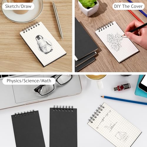 Jutom 48 Pcs Mini Pocket Notebooks Bulk 3x5 Graph Paper Top Spiral Notebook 120 Pages 80 Gsm Mini Grid Notepads for Personal Organizers Home Classroom Business Work Supplies (Black) - color: Black