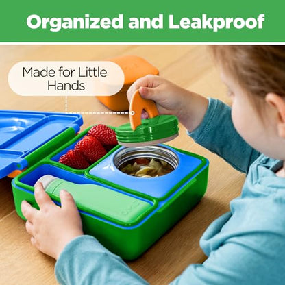 Omie OmieBox Kids Insulated Leakproof Bento Lunch Box with Food Jar (Monster Blue) - color: Monster Blue