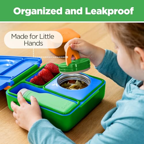 Omie OmieBox Kids Insulated Leakproof Bento Lunch Box with Food Jar (Monster Blue) - color: Monster Blue