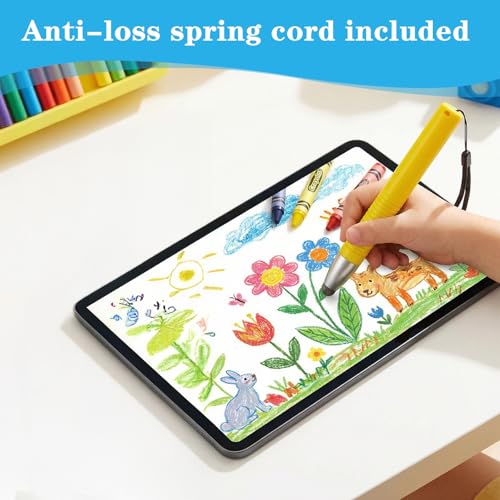 2 Pack Kid-Friendly Stylus Pens for Touch Screens Tablet Stylus Pen with Tether Anti-Rolling Universal Kids Tablet Touch Screen Stylusand for Screen Devices