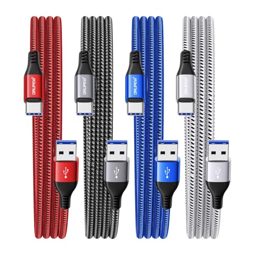 DRLIPEW USB to USB C Cable, (6ft/4-Pack)USB Type C Charger Cord Fast Charging Brainded Compatible with iphone 16 15, Samsung Galaxy S24 S23 S22 S21 S20 Plus Ultra,A15 5G, Tab S9 A9+ Plus, Google Pixel