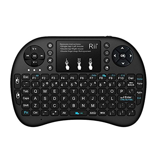 (Upgraded)Rii 2.4GHz Mini Wireless Keyboard with Touchpad,QWERTY,LED Backlit,Portable Keyboard for laptop/PC/Tablets/Windows/Mac/TV/Xbox/PS3/Raspberry Pi .(i8+ Black) - color: Black