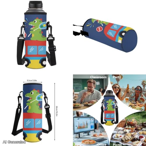 Cute Dinosaur Backpack for Kids 5-7 Girls Boys Backpack with Lunch Box Water Bottle Carrier with Strap and Soft Pencil Case Elementary 4PCS Set Bookbag Front Side Pocket 17 inch School Bag - color: Cute Dinosaur