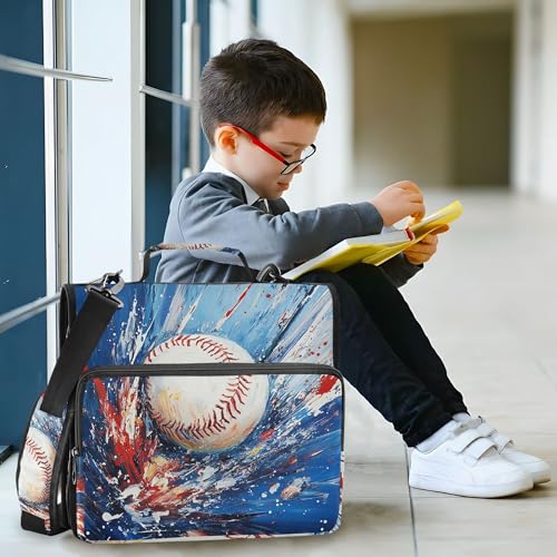 Baseball Zipper Binder with Shoulder Strap, 500 Sheets Capacity, Multiple Pockets 1.5Inch 3 Ring Zipper Binder - color: Baseball