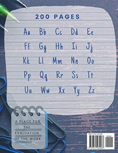 Handwriting Practice Book for Kids: Primary ABC Writing Paper Workbook - 200 Pages - Preschool Blank Lined Sheets - Large Alphabet Line Notebook-First ... Teaching Skill for School Kindergarten