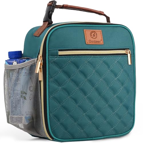 Genteen Kids Lunch Box Insulated Soft Mini Cooler with Bottle Holder, Lightweight Reusable Easy-Clean Lunch bag for Girls, Boys Back to School-Lake Green - color: Lake Green