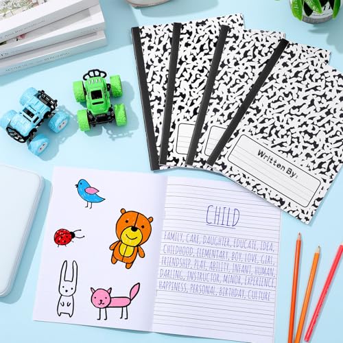 Henoyso 12 Pack Primary Composition Notebook for Kids, K-2 Journal with Half Blank Half Lined Pages, Draw and Write Journal for Kindergarten, 1st & 2nd Grade, Classic Black Covers - color: Black