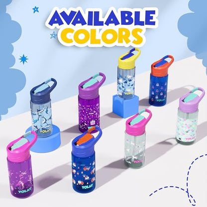 YOLAY 15oz Kids Water Bottle For School Boys and Girls, Durable Toddler Water Bottle with Straw Lid Leak-Proof, Spill Proof, Easy Clean and Dishwasher Safe with Re-Usable and BPA Free - Dino - color: Dino
