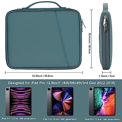 12.9 Tablet Sleeve Carrying Case, Padded Travel Pouch Bag for iPad Pro 13-in (M4), iPad Air 13-in (M2), Surface Pro 9/8, 12.4 Galaxy Tab S9+/S8+ (PU-Teal Blue12.9) - color: Teal Blue, size: 12.9