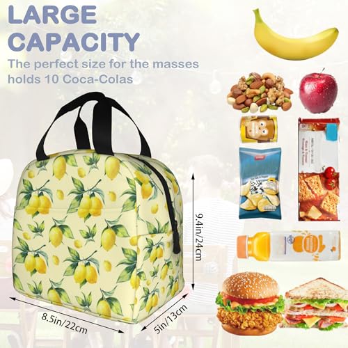 Lemon Yellow Insulated Lunch Bag Reusable Lunch Box Women Men,Cooler Thermal Meal Tote for Kids School Student Picnic Office Work - color: Lemon Yellow
