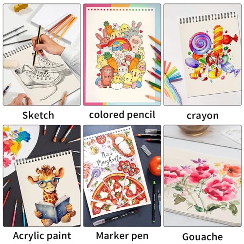 OSIMIG 10 Pack 5.5" x 8.5" Sketch Books, 300 Sheet Drawing Paper, Mini Sketchbook for Kids, Drawing Pad, Top Spiral Bound Sketch Pad for Beginger, Adult Art Supplies - size: 10 Pack
