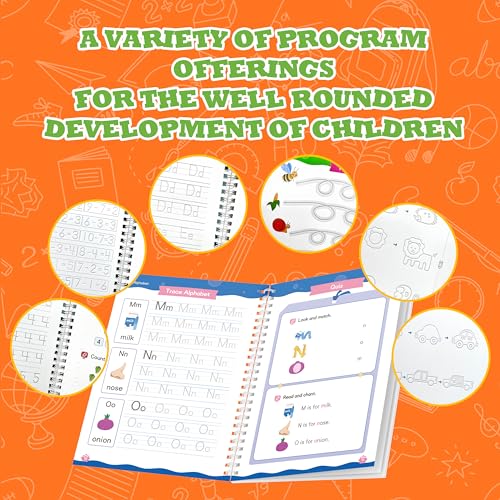 Magic Grooved Writing Practice for Kids, Reusable Grooved Workbook | Handwriting Practice for Kids Ages 3-8 - with Disappearing Ink, Letters Numbers & Tracing Books, Large Preschool Gift Set