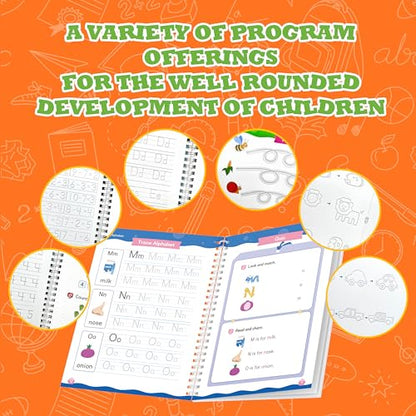 Magic Grooved Writing Practice for Kids, Reusable Grooved Workbook | Handwriting Practice for Kids Ages 3-8 - with Disappearing Ink, Letters Numbers & Tracing Books, Large Preschool Gift Set