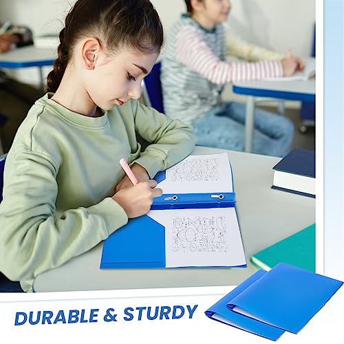 Yeaqee 150 Pack Plastic Folders with Prongs Heavy Duty Plastic 2 Pocket Folder with 3 Prongs, Business Card Slot for Back to School Office Home 11.6 x 9.5 Inch (Blue) - color: Blue