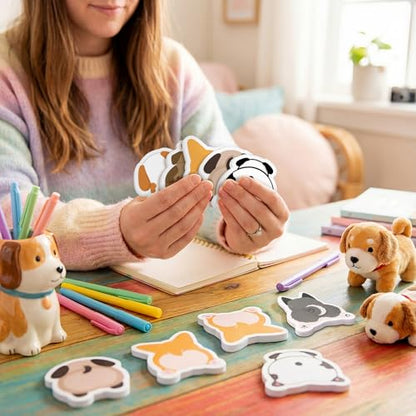 Yinder 24 Pads Cute Sticky Notes Fun Kawaii Dog Sticky Notes Pads Bulk Cartoon Memo Self Adhesive Gift for Valentines Veterinary Office School Tab Party Supplies - style: Cute Dog