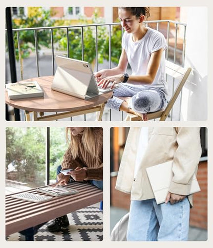 CHESONA Compatible for iPad 11th(A16)/10th Generation Case with Keyboard | Detachable Wireless Keyboard, Stand Folio Keyboard Cover with Pencil Holder, Thin & Light, White - color: White