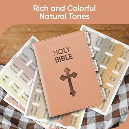 EssexWares - Boho Ombre Bible Tabs for Old and New Testament, 80 Large Print Tabs for Bible Study, Water-Resistant and Durable Index Tabs for Women and Men - 1.7" Wide - color: Boho Ombre