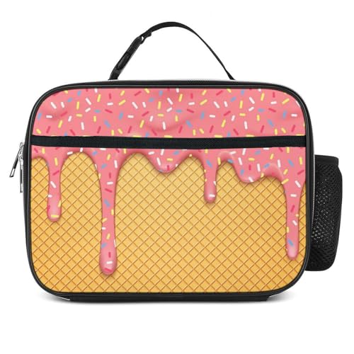 Ice Cream Lunch Bag Insulated Reusable Lunch Box Kids Girls Boys Cooler Thermal Tote Bag For Men Women School Work Picnic - color: Ice Cream