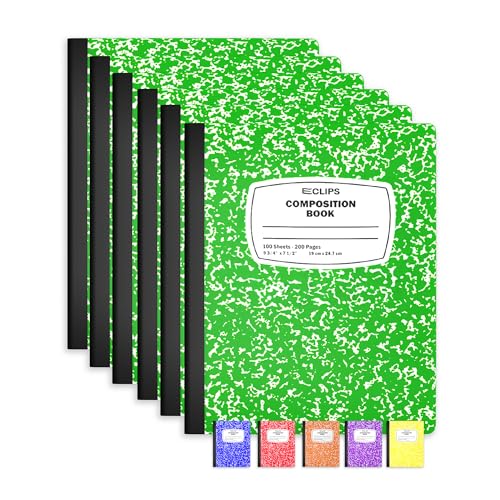 Composition Notebook Wide Ruled Composition Notebooks Bulk Green Marble Hard Cover Wide Ruled Notebook Paper Note Books For Schools Marble Composition Books 100 Sheets 200 Pages 9.75” x 7.25” (6 Pack, Green) - color: Green, size: 6 Pack