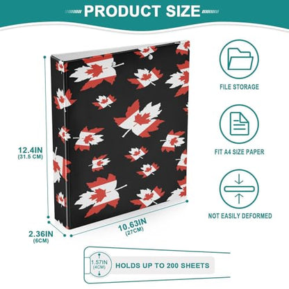 Canada Flag Canadian Maple Leaf 3-Ring Binder,1.5 Inch D-Ring Organizer Folder Clipboard Binder for Work Office School - color: Coloe8