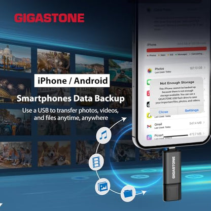 GIGASTONE 256GB Dual USB Flash Drive, USB 3.2 Gen 1, 2-in-1 USB C+A, Speed Up to 100MB/s, Head Cap Design Thumb Drive, Plug & Play for Smartphone/PC/Mac/TV/Car Audio, USB 2.0/3.0/3.1 Compatible - size: 256GB A+C 1PK