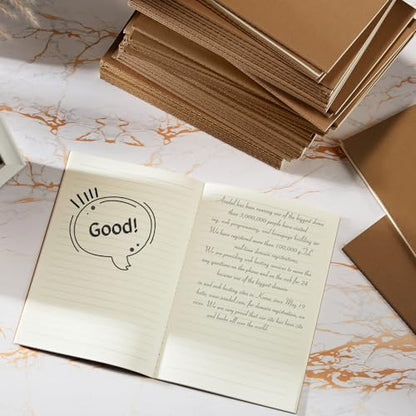 Mimorou 100 Pcs Journals Notebooks Bulk - Kraft Softcover A5 Small Notebooks 5.5 Inch x 8.3 Inch Notepads with 60 Page 30 Sheet for Writing Sketch Travel Office Supplies(Dark Brown,Lined) - color: Dark Brown, style: Lined