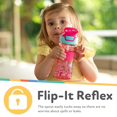 Nuby Thirsty Kids Flip-It No-Spill Toddler Sippy Cup with Soft Spout - 12 oz - 18+ Months - Pink Leopard - Back to School Essentials - color: Pink Leopard, size: 12 Ounces
