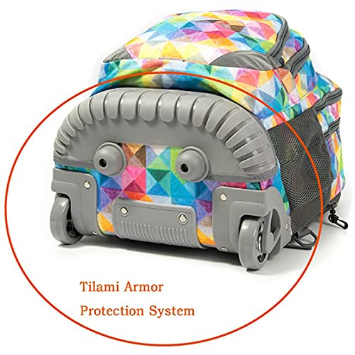 Tilami Rolling Backpack Armor Luggage School Travel Book Laptop 18 Inch Multifunction Wheeled Backpack for Kids and Students - color: Colorful Plaid