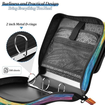 Horses Running Desert Sunset Painting Zipper Binder 3 Ring with Shoulder Strap 2 Inch Binder Holds 500 Sheets Trapper Keeper Zipper Binders Organizer for School Students Office