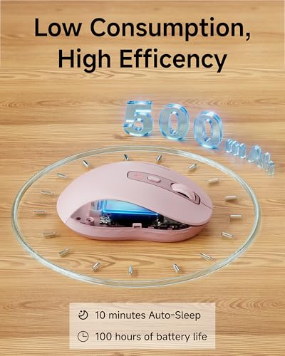 EWEAND Wireless Mouse - for Small to Medium Hands, Dual-Mode 2.4 G/Bluetooth Mouse, 4000 DPI, Rechargeable Battery, Cute Silent Click Computer Mouse for Laptop, Mac, PC, Chromebook - Pink - color: Light Pink