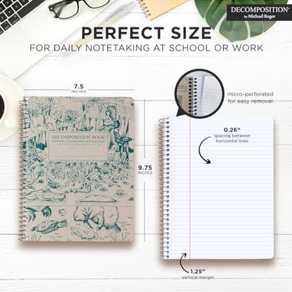 Decomposition Everglades College Ruled Spiral Notebook - 9.75 x 7.5 Journal with 160 Lined Pages - 100% Recycled Paper - Notebooks for School Supplies, Home & Office - Made in USA - color: Everglades, style: Spiral-bound
