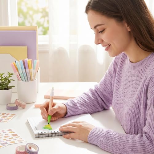 Erasable & Dual Tip Highlighter Set, 2-in-1 Combination Pastel Highlighters, No Bleed Markers for Bible Study, School Office Supplies